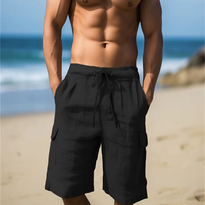 Levoire | Shorts En Lin D'Été Pour Hommes Pour Un Confort Maximal Noir