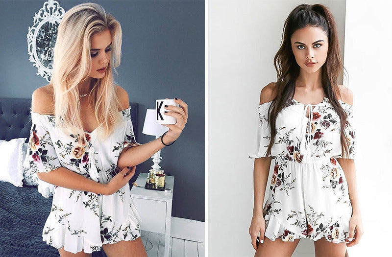 Combinaison femme décolletée avec motif floral Levoire