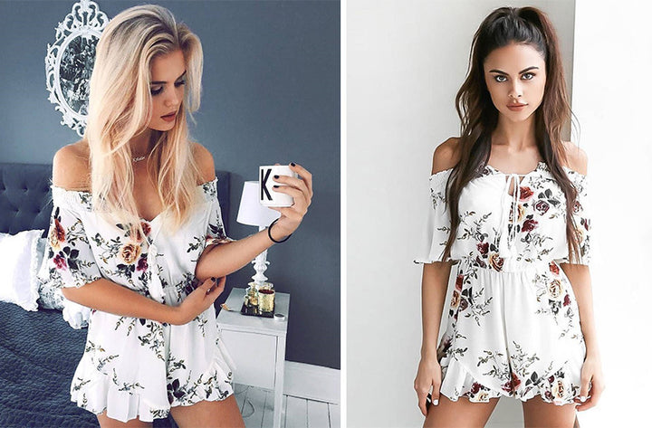 Combinaison femme décolletée avec motif floral Levoire