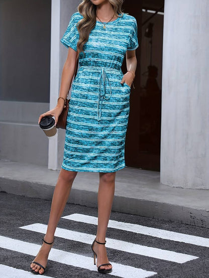 Levoire | Robe Courte Manches Courtes Cordon Ajustable