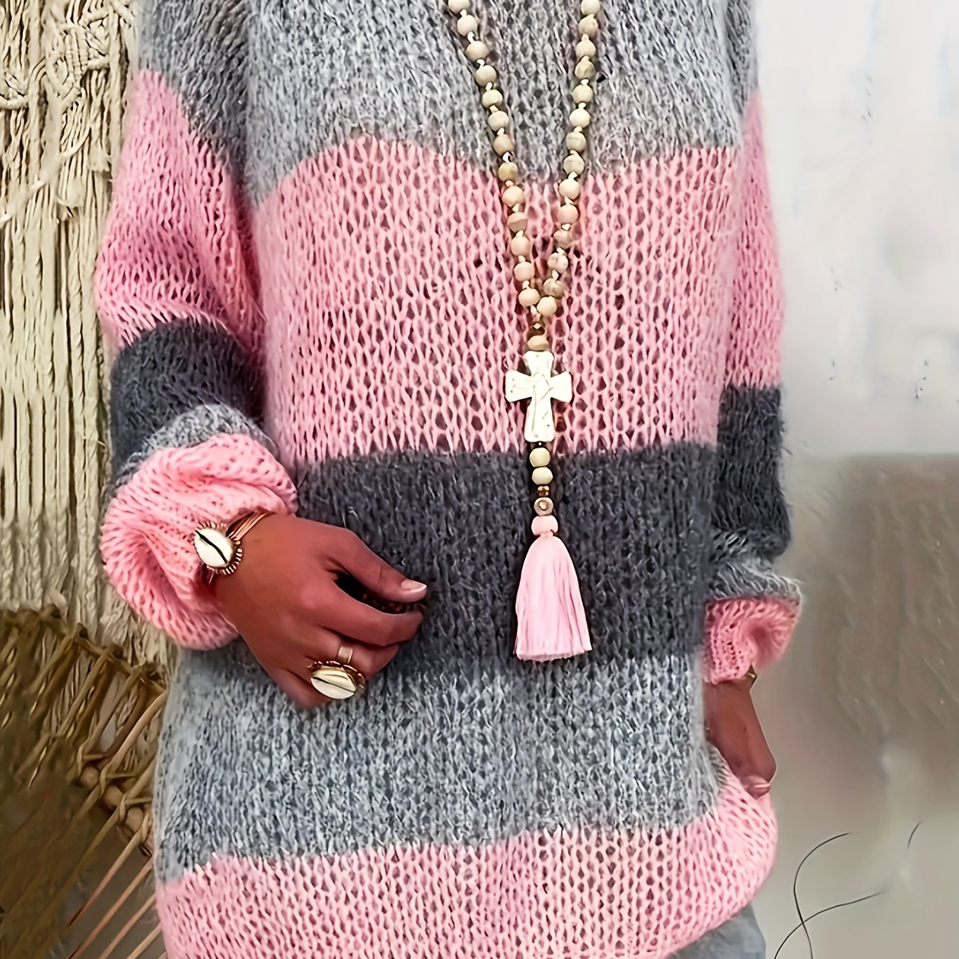 Levoire | Robe En Tricot Rayée Élégante À Manches Longues