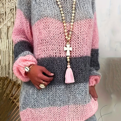 Levoire | Robe En Tricot Rayée Élégante À Manches Longues