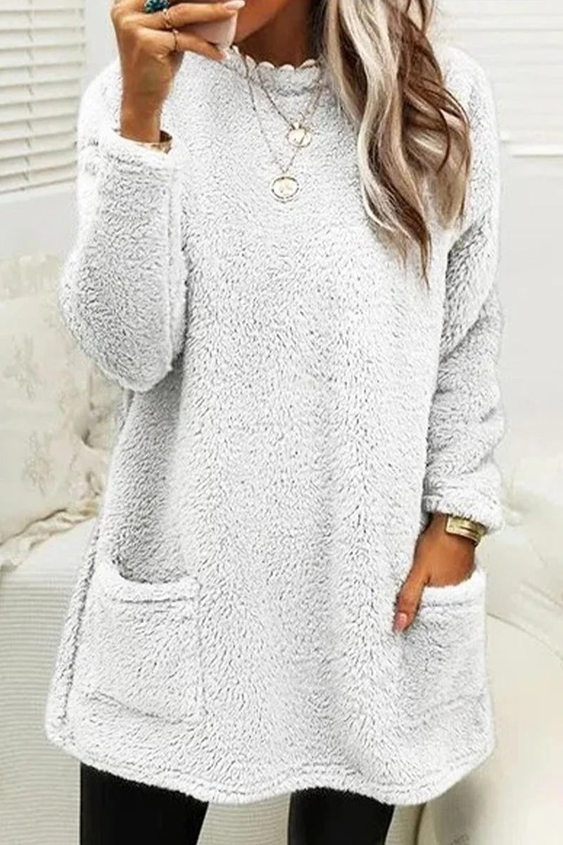 Levoire | Sweatshirt Avec Poche Et Col Rond En Uni Pour Streetwear Blanc