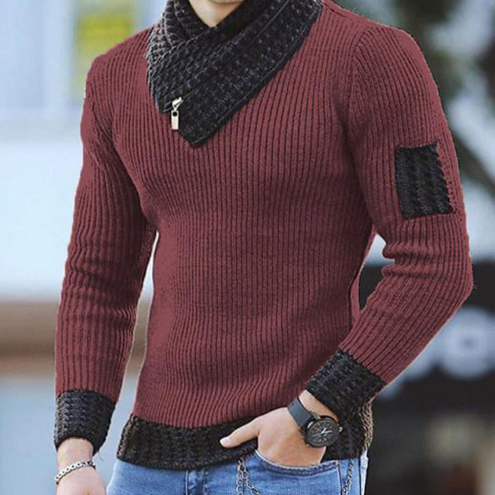 Levoire | Pull En Tricot Pour Hommes Avec Col Châle Rot