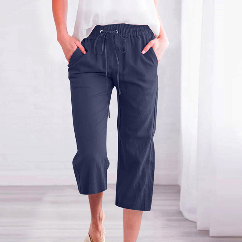 Levoire | Pantalon Décontracté Uni Bleu Marin