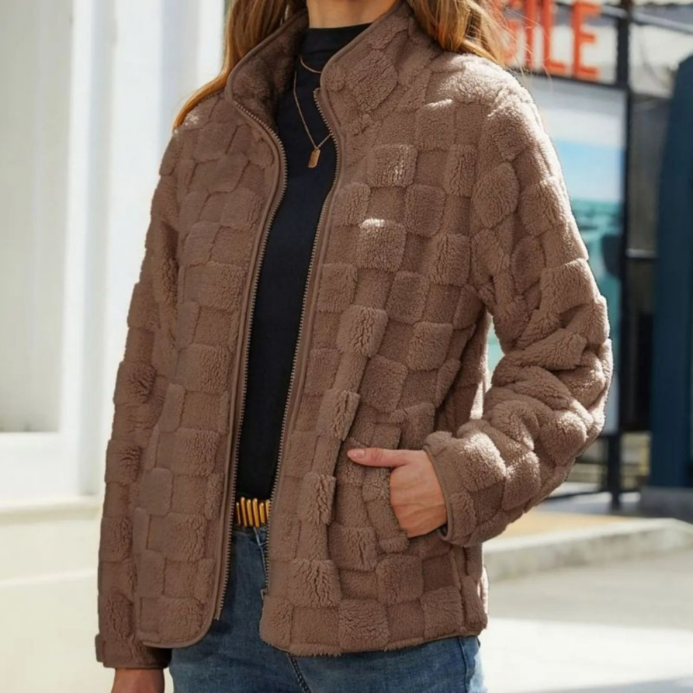 Levoire | Veste En Fleece Chaude Avec Motif Carreauté Braun