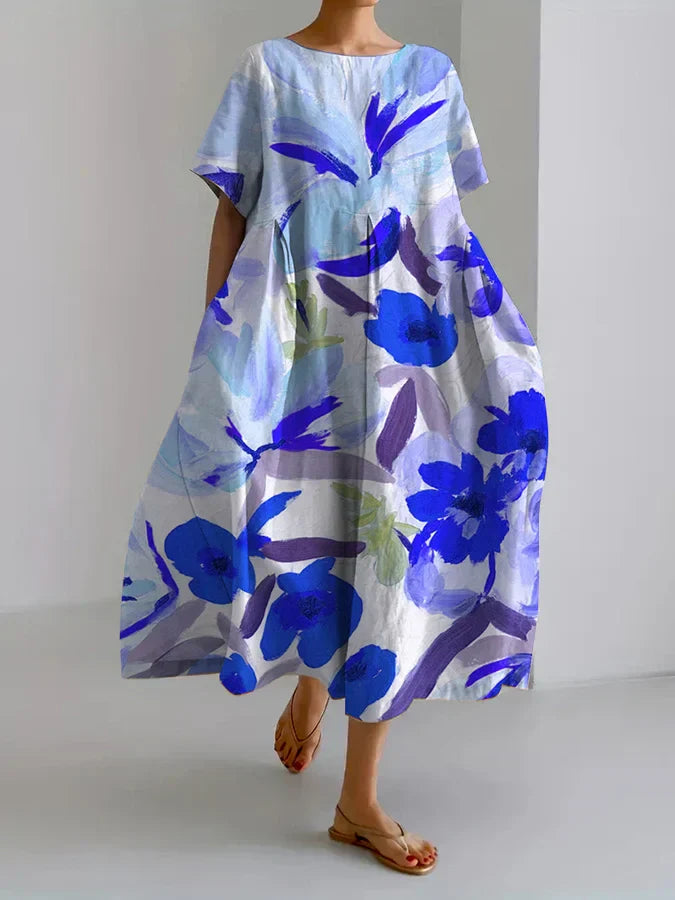 Levoire | Robe décontractée pour femmes à motifs floraux Bleu