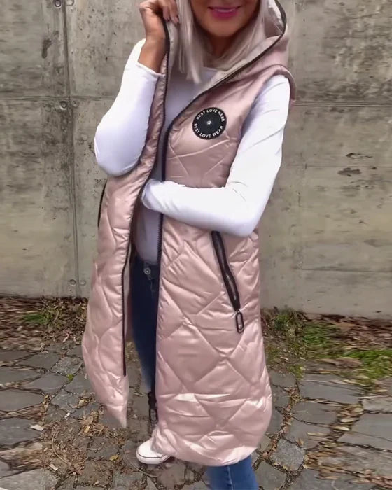 Levoire | Sans Manches - Veste Matelassée Décontractée Avec Capuche Et Fermeture Éclair Rosa