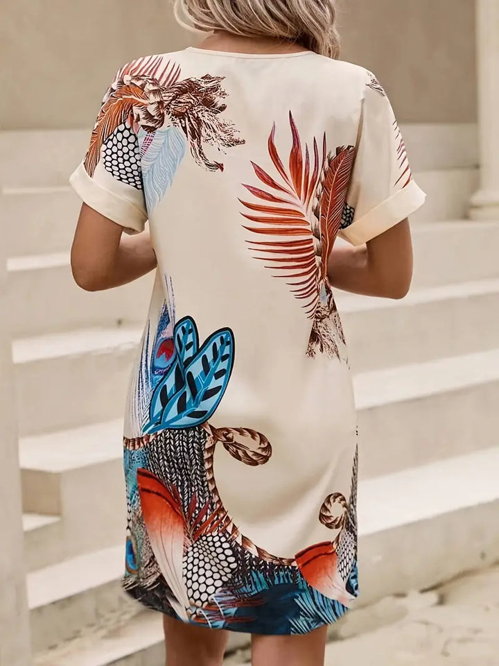Levoire | Robe Vintage Avec Décolleté En V Et Motif De Feuilles