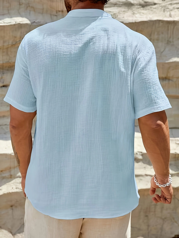 Levoire | Chemise Henley En Coton Pour Hommes À Manches Courtes