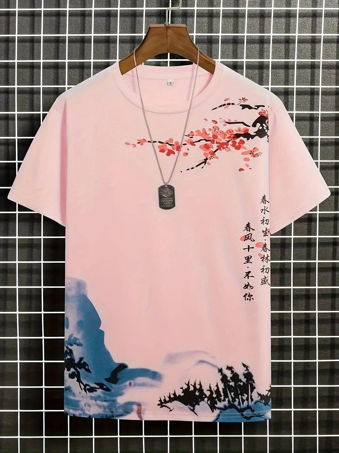 Levoire | T-Shirt Homme Design Fleurs Et Vagues Rosa