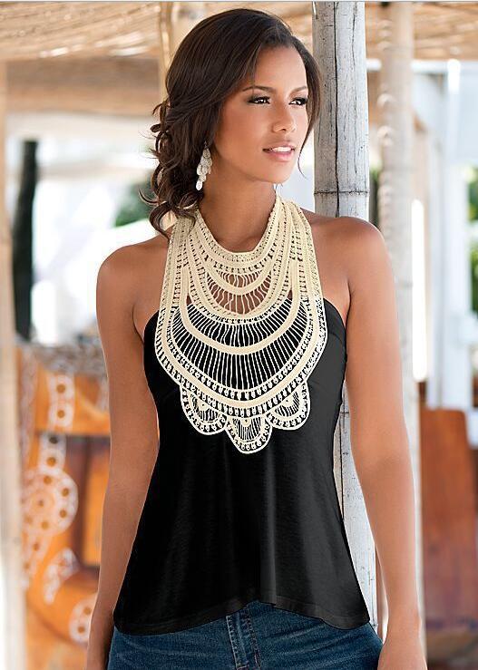 Haut tendance pour femmes avec un design en crochet complexe Levoire