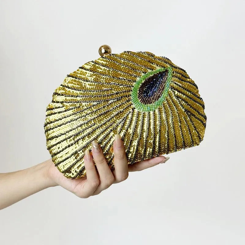 Levoire | Sac à bandoulière vintage orné de perles avec chaîne pour femmes Or