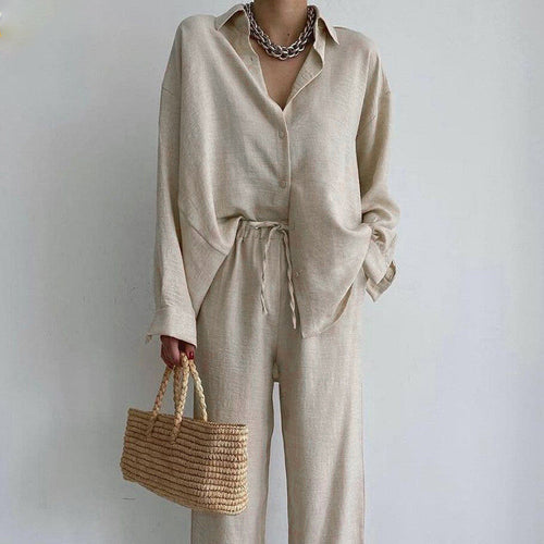 Levoire | Chemise Décontractée Et Pantalon Large Pour Femmes