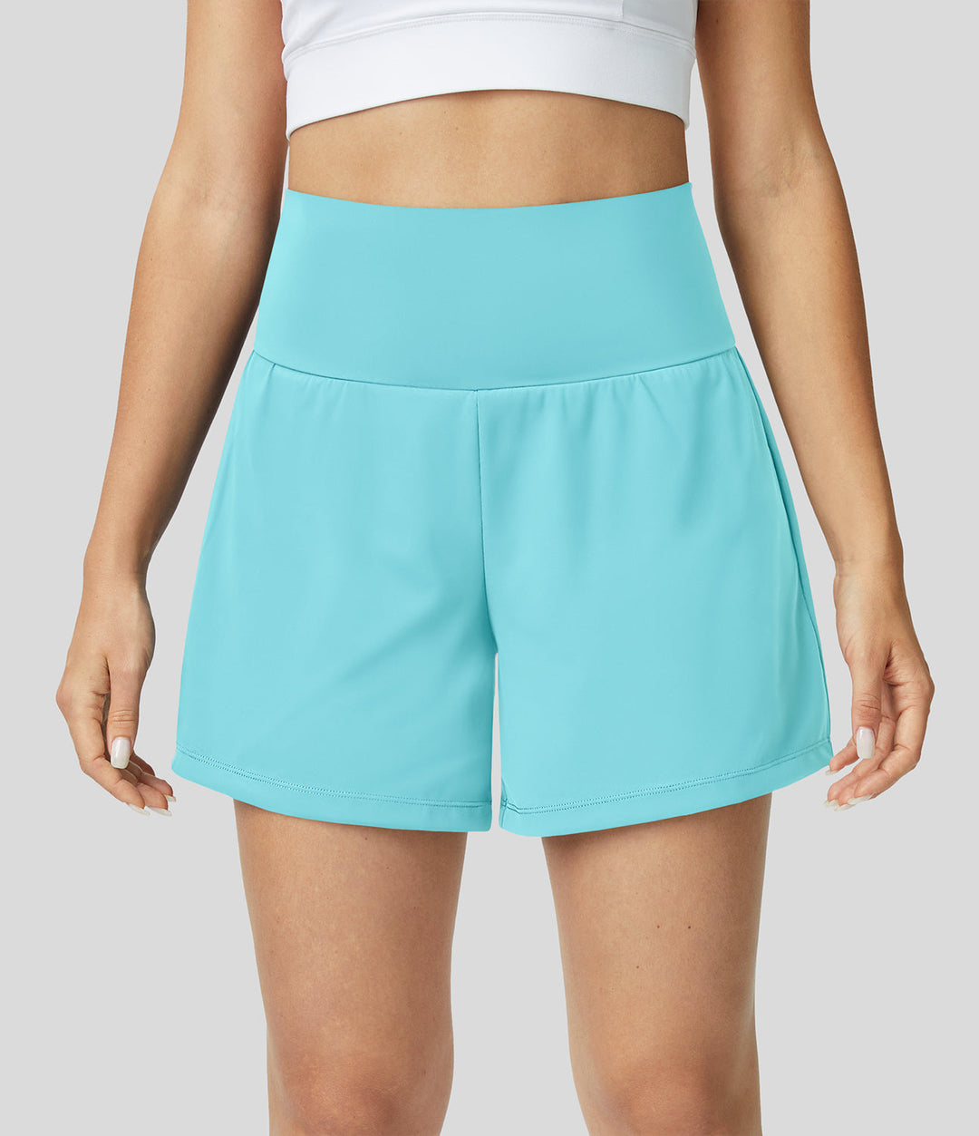 Levoire | Short De Yoga 2-En-1 Taille Haute Bleu Clair