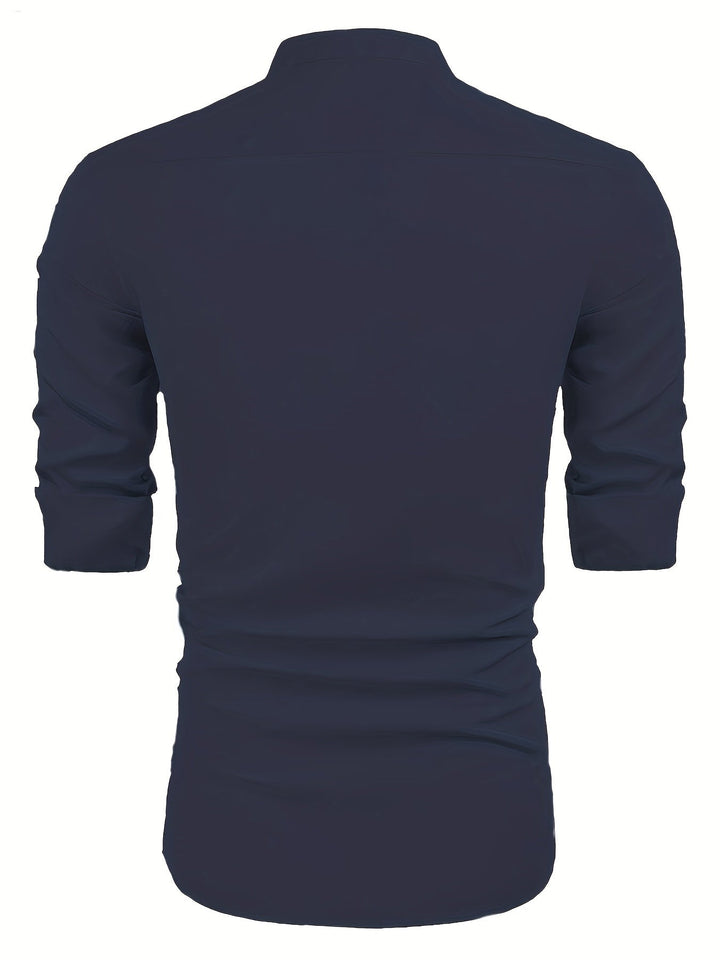Levoire | T-Shirt Henley Homme Style Rétro À Manches Longues Uni