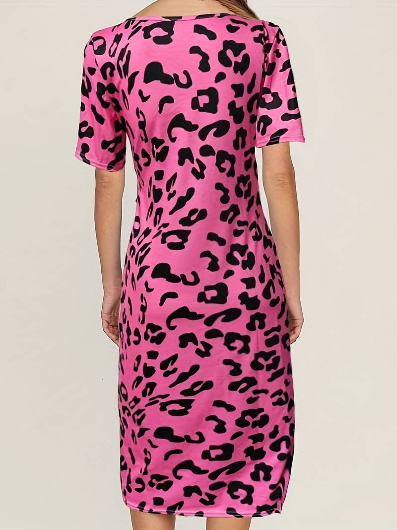 Levoire | Robe Fendue, Ajustée Avec Motif Léopard