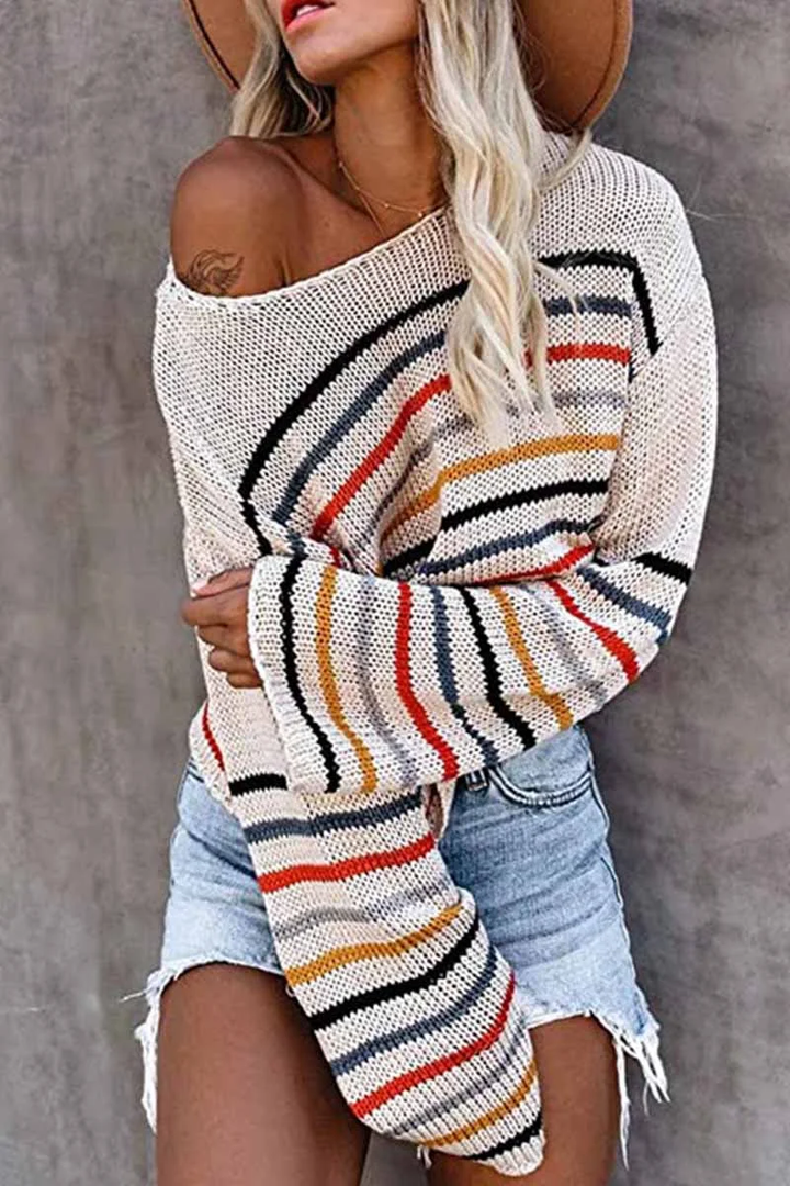 Levoire | Un Pull À Une Épaule Avec Un Motif Coloré Helle Abricot