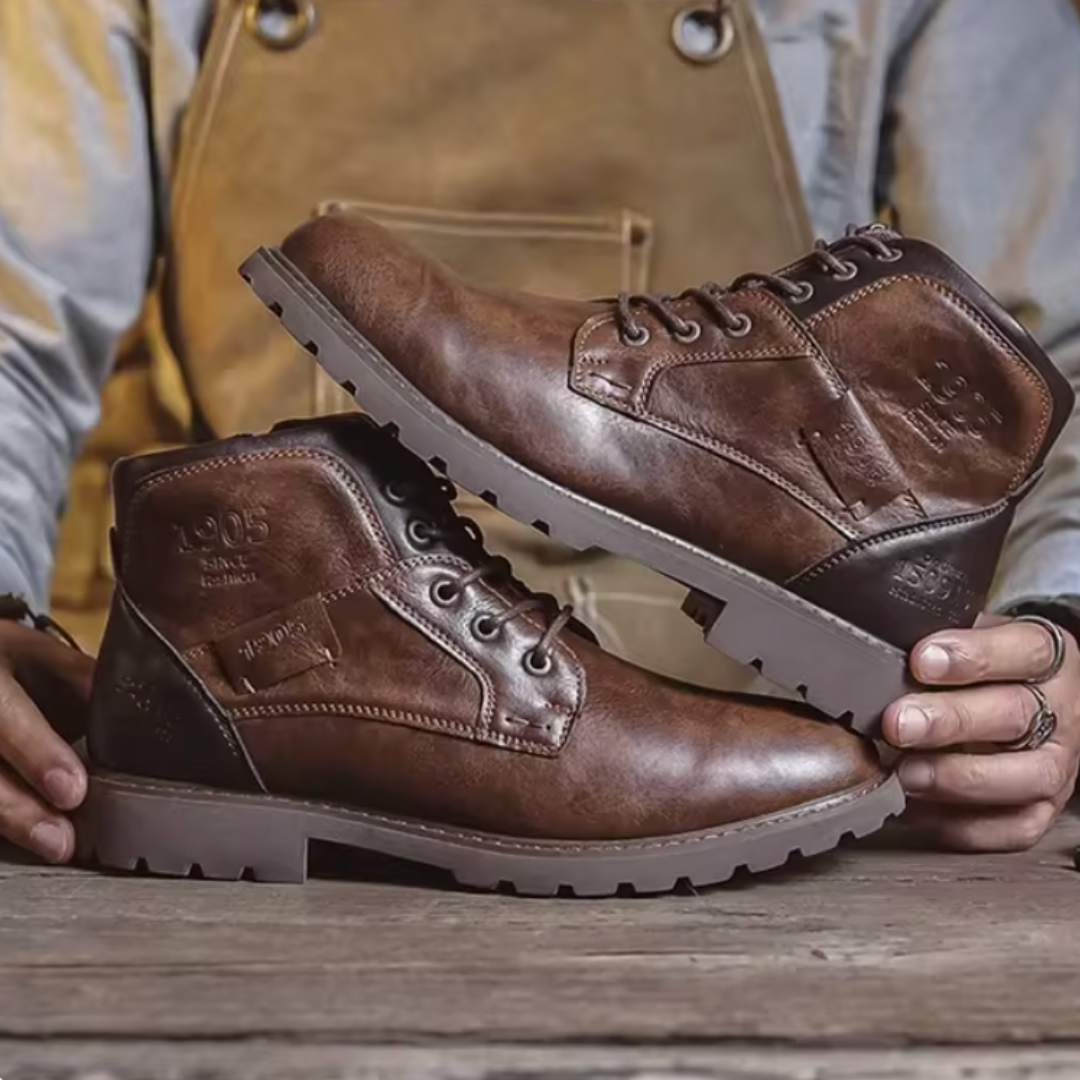 Levoire | Bottines rétro en cuir dans le style de la récolte du vin Braun (Il ne reste que quelques unités)