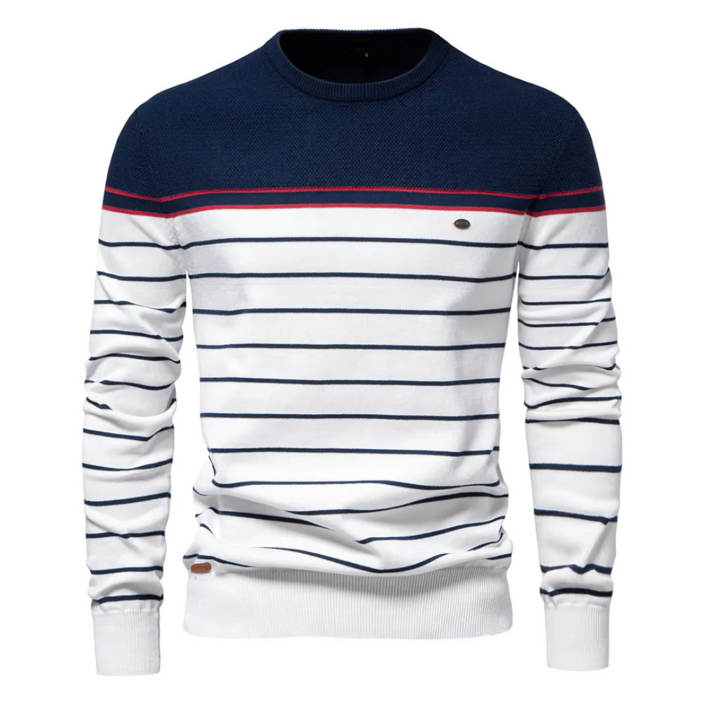 Levoire | Pull En Tricot Maritime Avec Motif Rayé Blanc