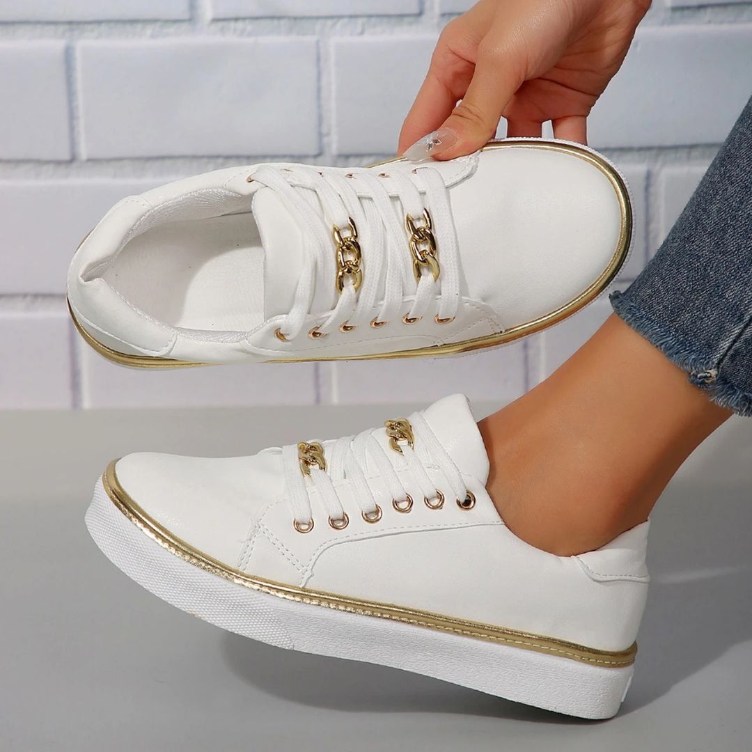 Levoire | Baskets Confortables Pour Femmes Avec Des Accents Dorés Et Semelle Intérieure Douce Pour L'Été