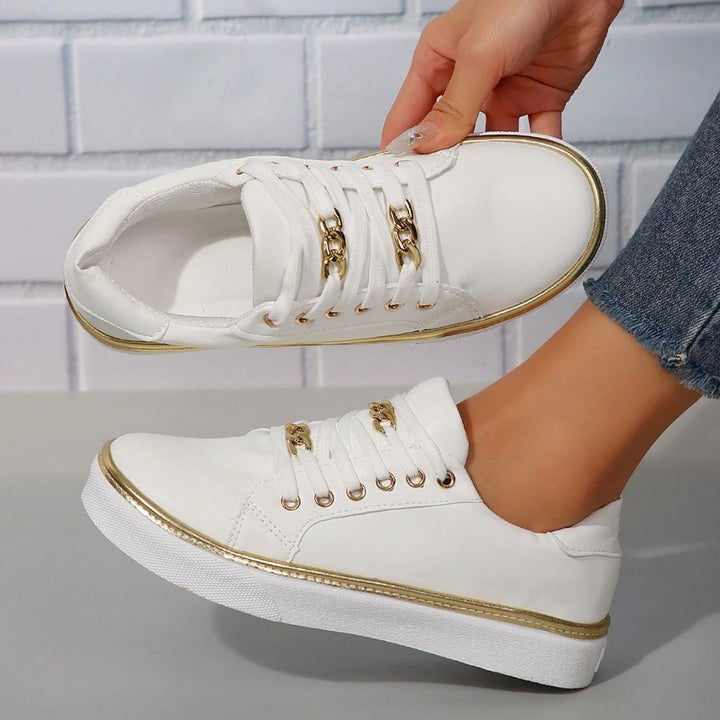 Levoire | Baskets Confortables Pour Femmes Avec Des Accents Dorés Et Semelle Intérieure Douce Pour L'Été