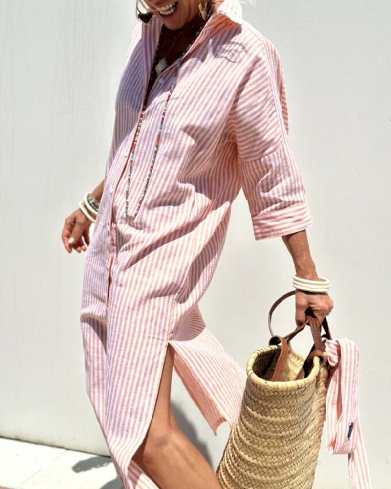 Levoire | Robe Chemise Rayée Intemporelle Avec Coupe Élégante