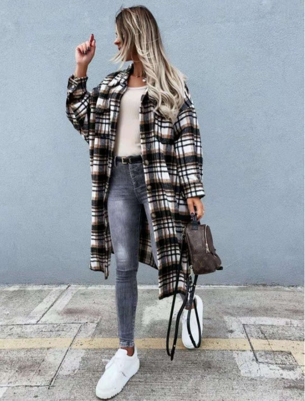 Levoire | Manteau Carreauté Plus Long Café