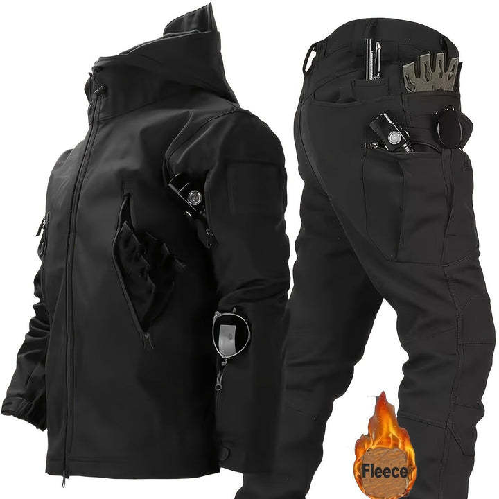 Levoire | Doudoune Softshell Haihdistus Veste À Capuche Et Pantalon Noir