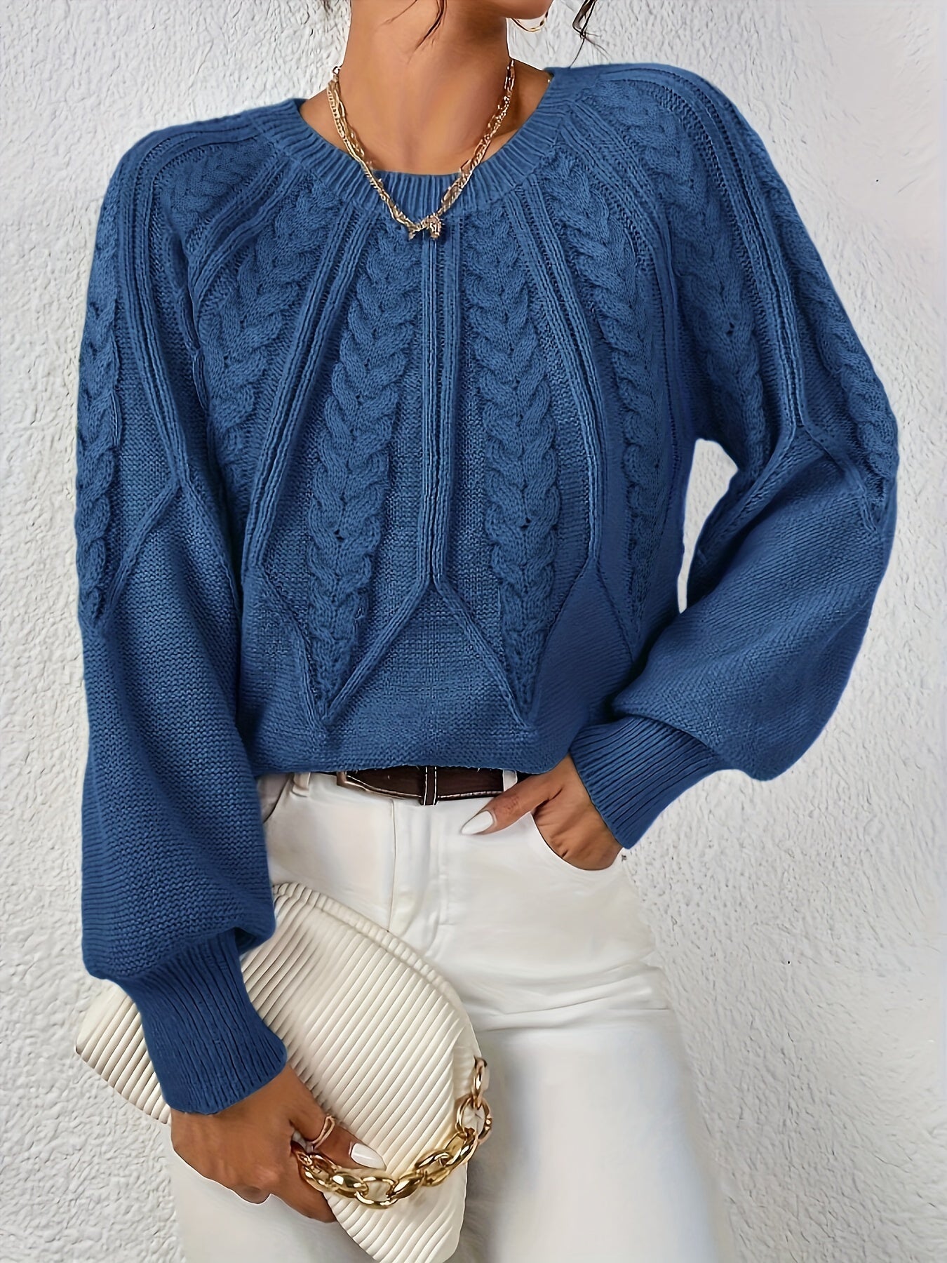 Levoire | Col Rond Pull En Tricot Élégant Bleu marine