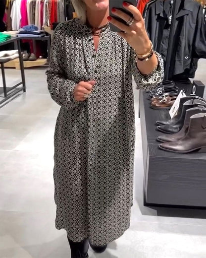 Levoire | Robe Avec Décolleté En V Et Motif Géométrique