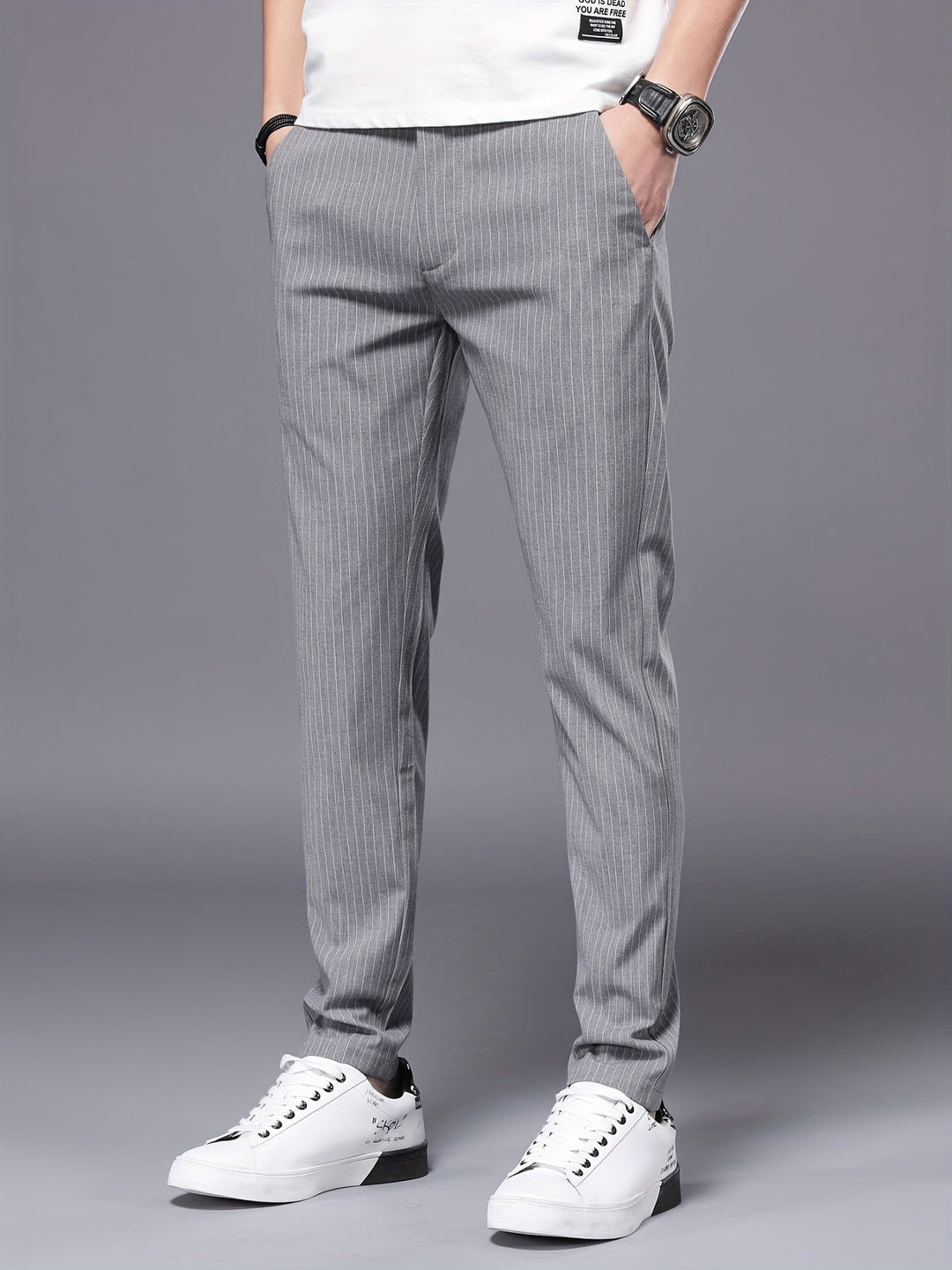 Levoire | Pantalons Stretch Slim Fit À Jambe Droite Gris clair