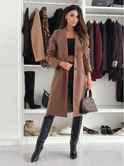 Levoire | Manteau Élégant Plus Long Braun