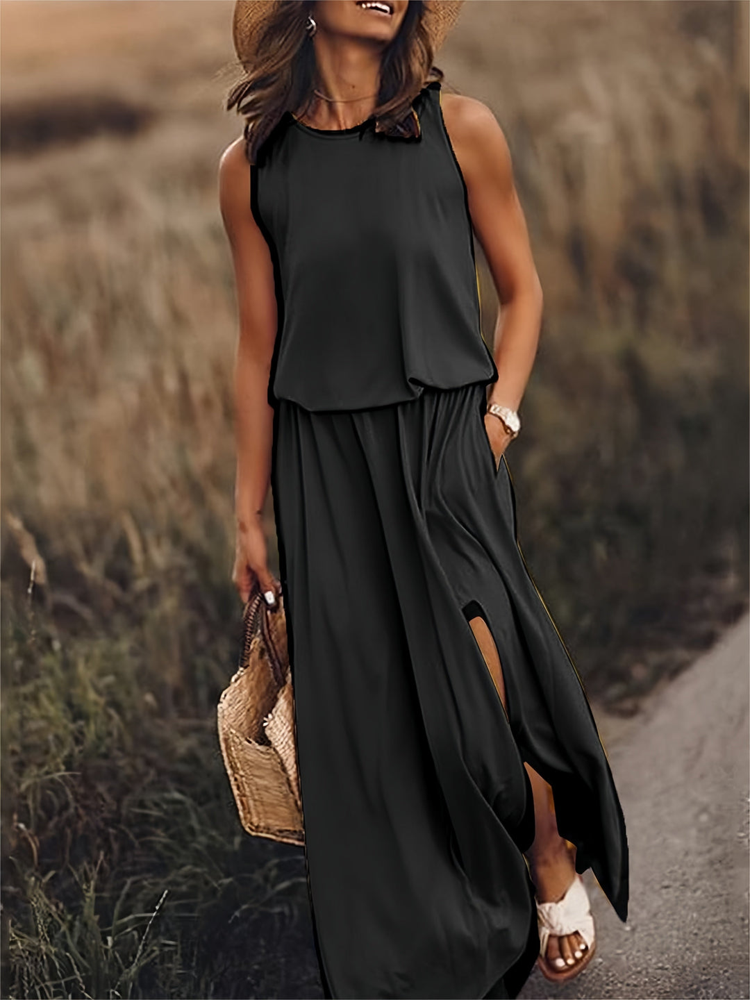 Levoire | Robe maxi unie femme Noir