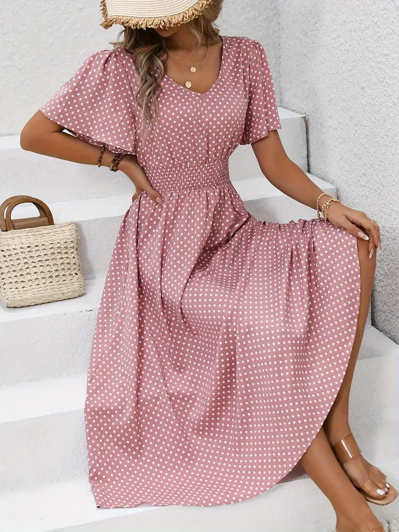 Levoire | Robe Taille Froncée Imprimée sur Toute la Surface, Robe Décontractée à Manches Courtes