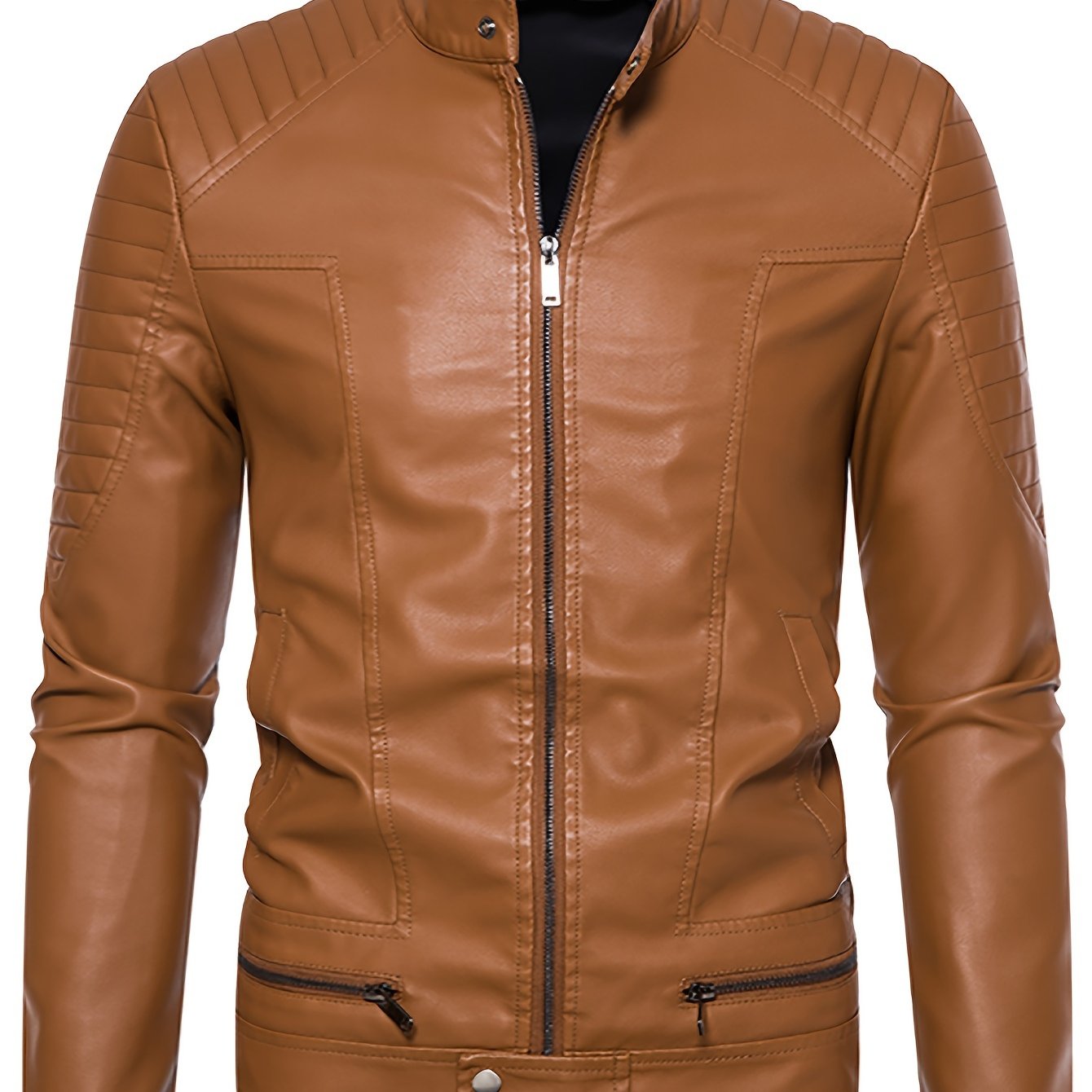 Levoire | Chic Veste D'Été En Cuir Pour Hommes Avec Zip Et Col Montant