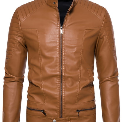 Levoire | Chic Veste D'Été En Cuir Pour Hommes Avec Zip Et Col Montant