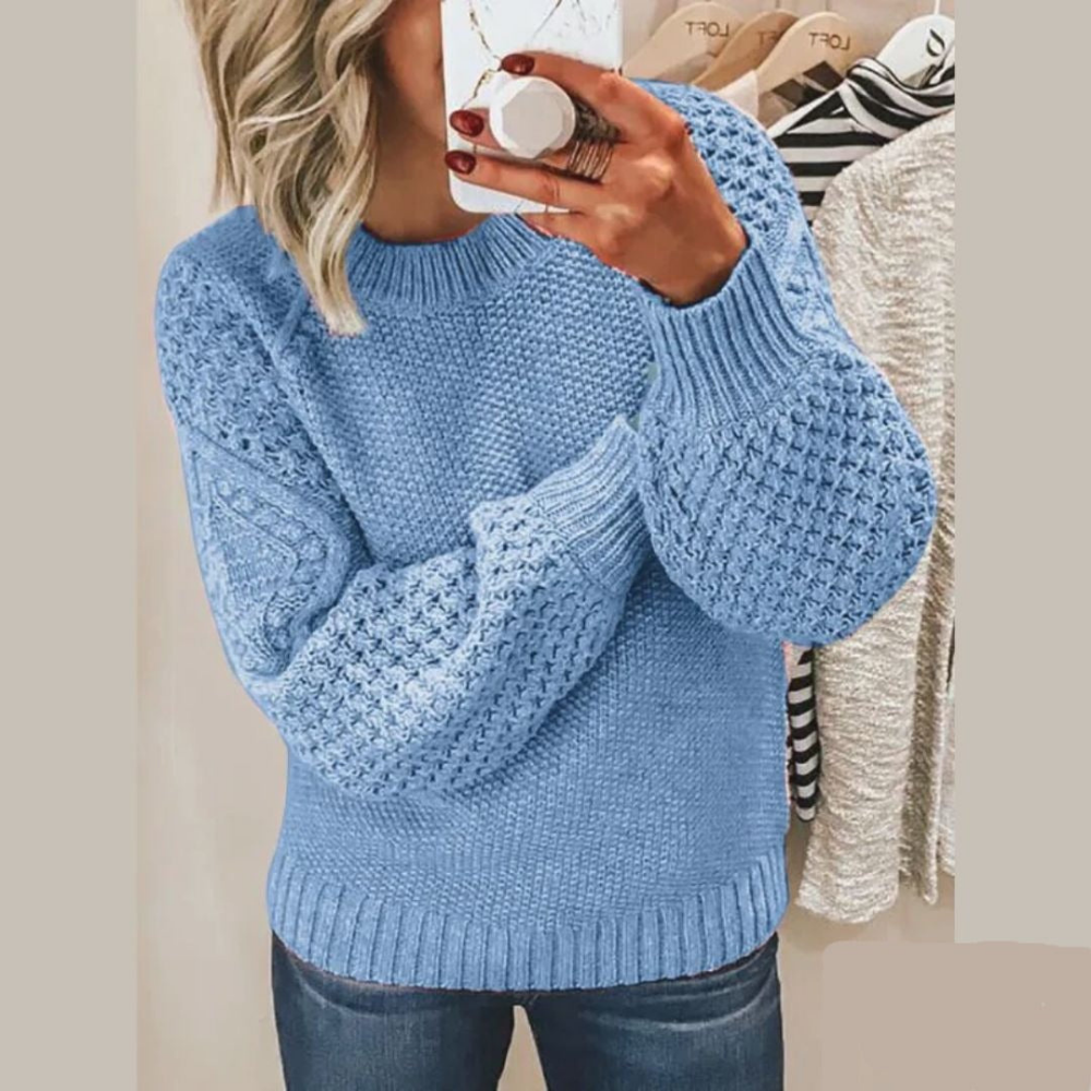 Levoire | Pull En Tricot Avec Des Manches Ballon Bleu