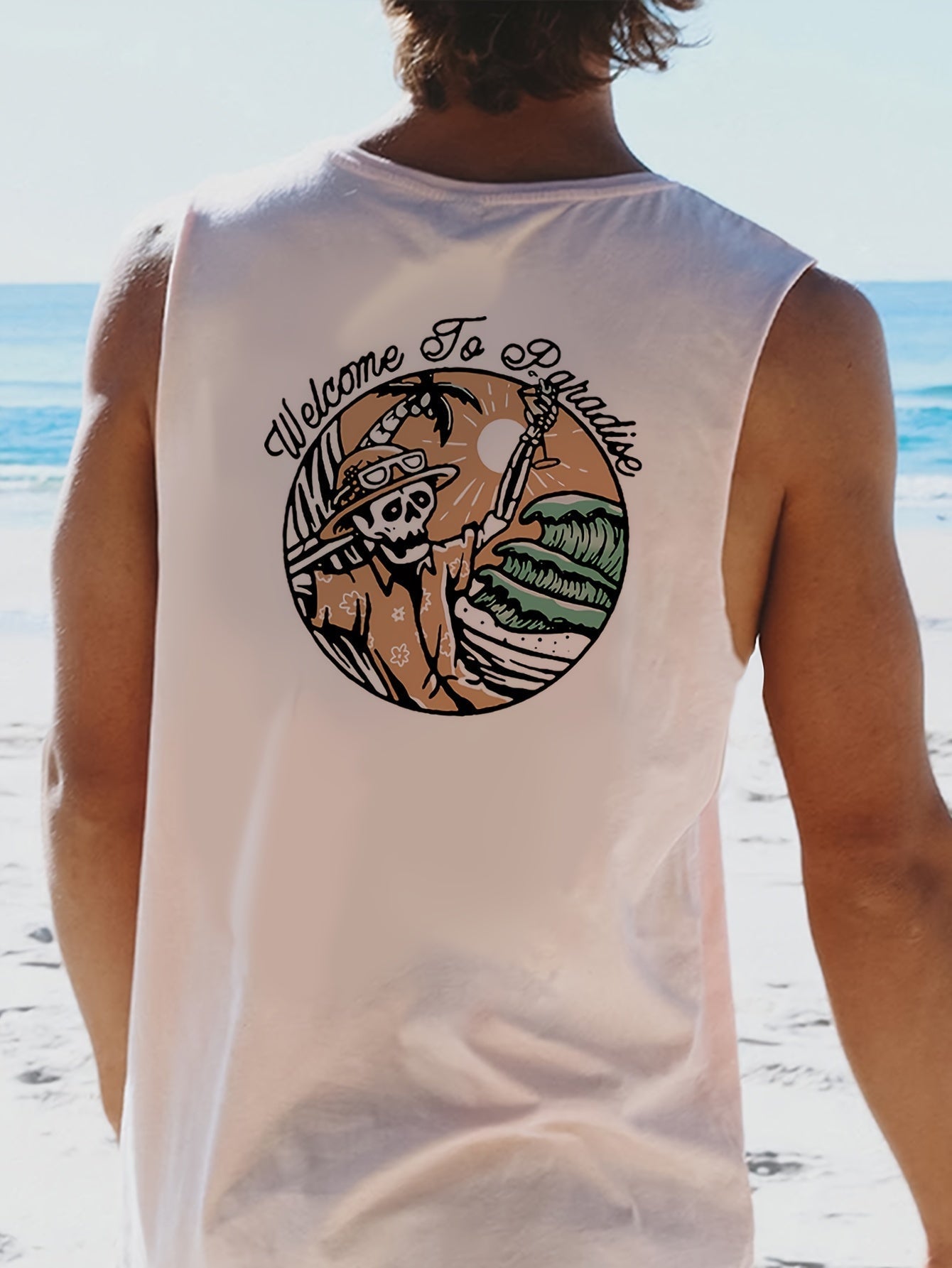 Levoire | Double-Sided Graphic Print Men'S Tank Tops Blanc