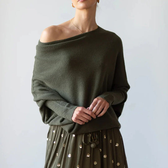 Levoire | Manches Longues Col Rond Surdimensionné Pull En Relief Tricoté Vert Une taille Poitrine tous