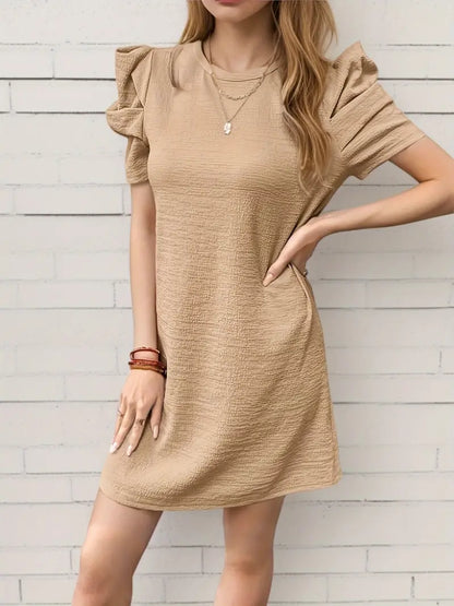 Levoire | Robe élégante à encolure ronde Kaki