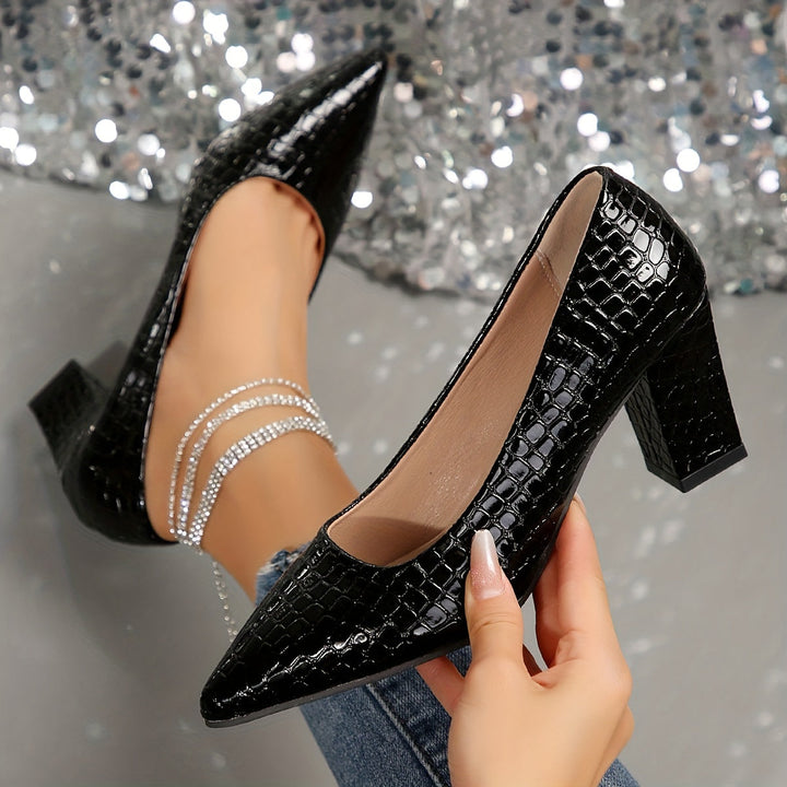 Levoire | Chaussures À Talons Noires Élégantes Avec Talon Épais Noir