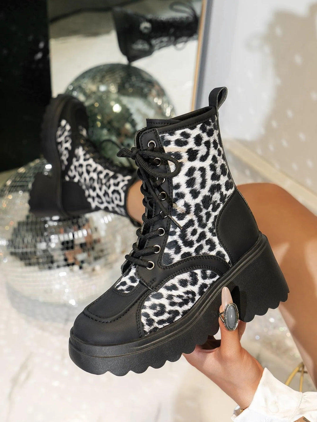 Levoire | Bottes à semelle épaisse et motifs léopard Savane léopard blanc