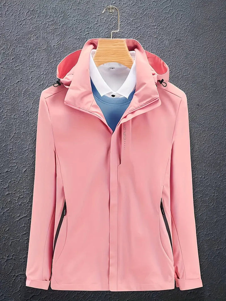 Levoire | Veste à capuche longue à manches longues imperméable Rosa