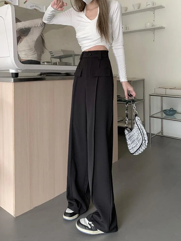 Levoire | Pantalons larges pour femmes taille haute Noir
