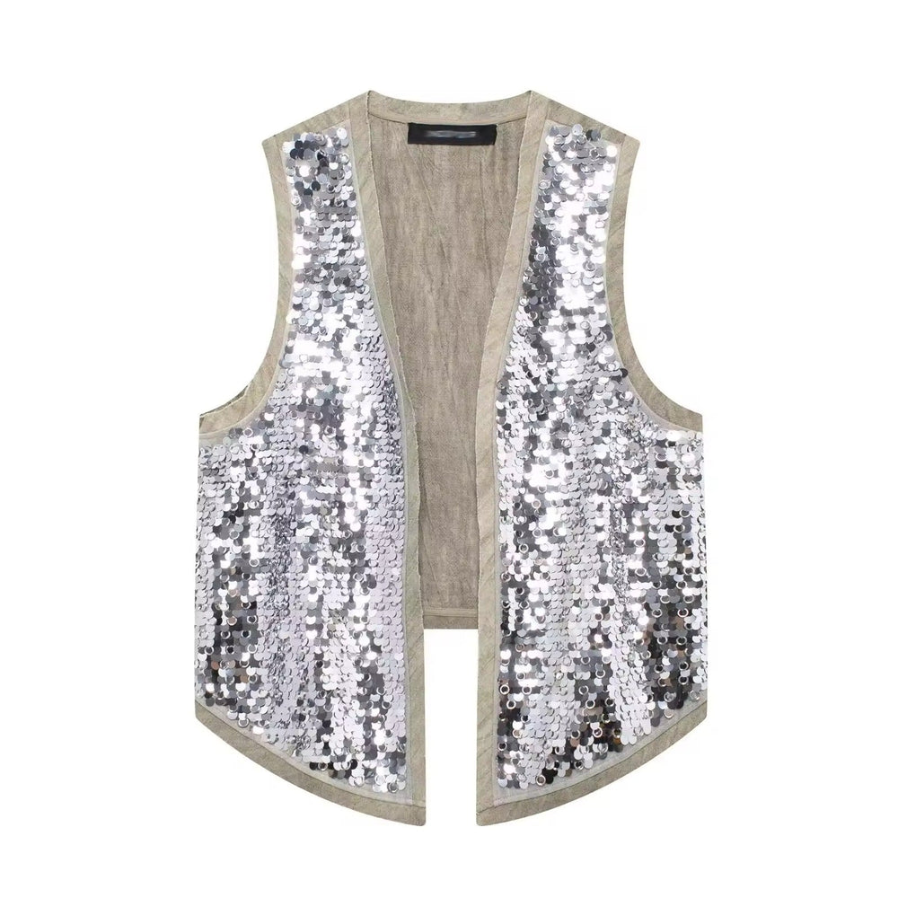 Levoire | Veste Et Mini-Jupe En Sequins Glamour En Argent