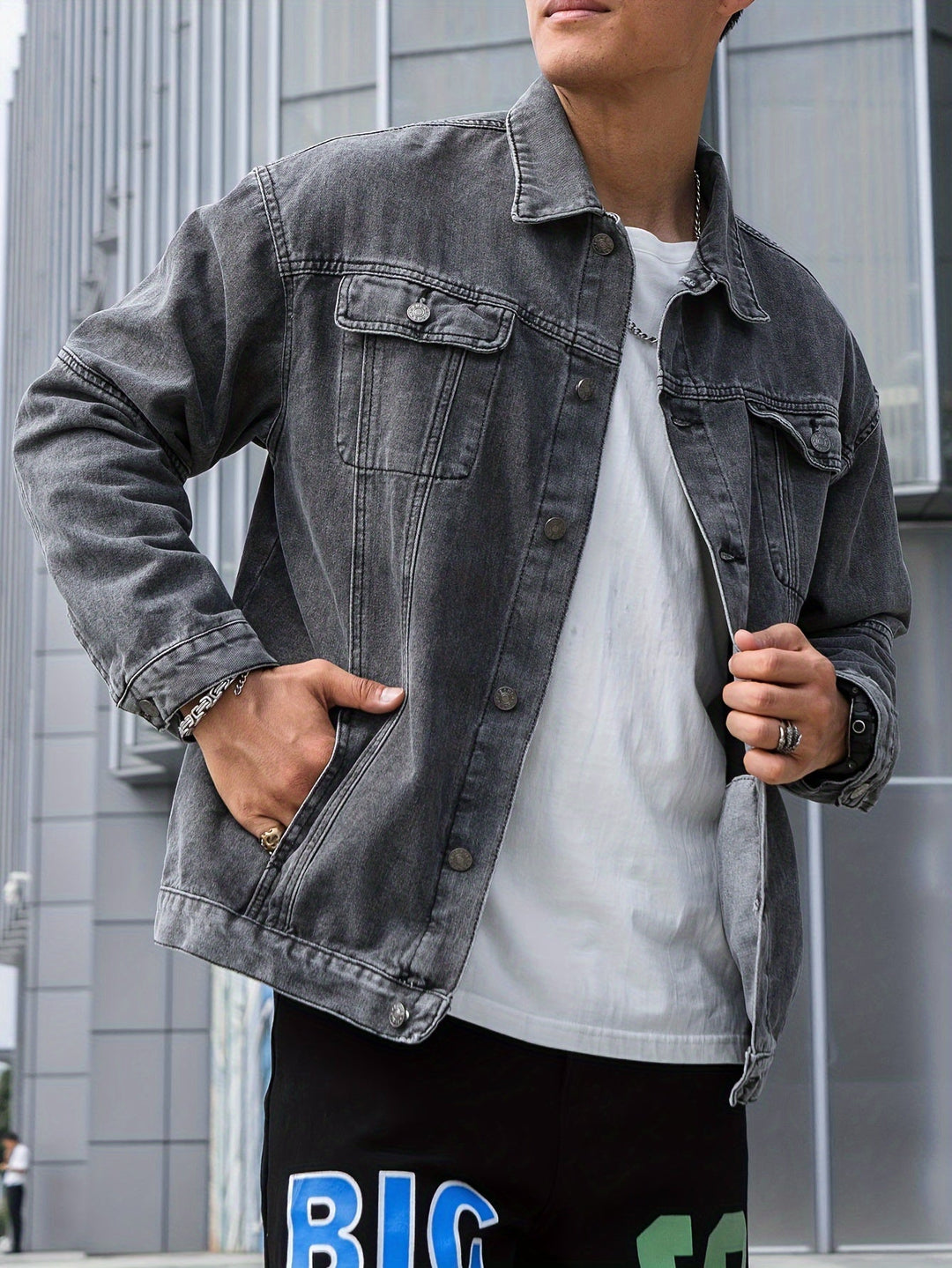 Levoire | Rennon Public Cut Jean Jacket Avec Revers Et Boutons