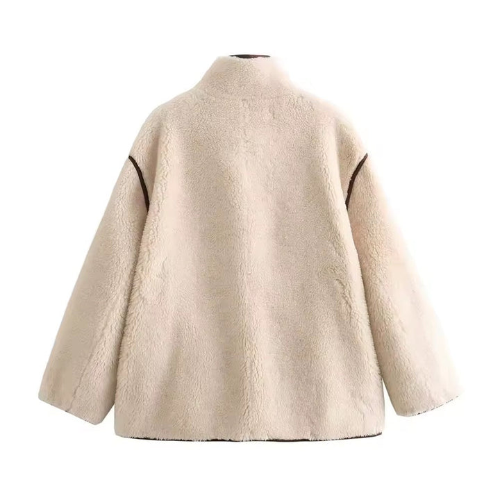 Levoire | Veste Teddy Élégante Avec Détails Contrastés Beige/Marron
