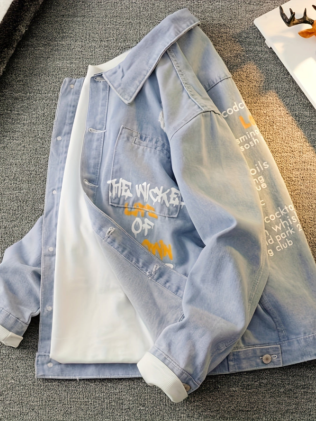 Levoire | Preppy Denim Veste Pour Hommes Avec Col Réversible