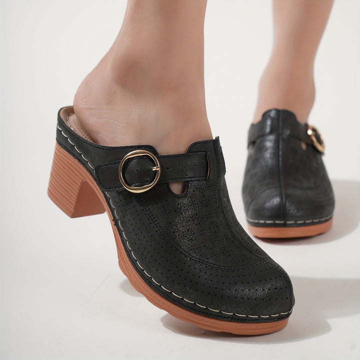 Levoire | Élégantes Bottes À Talons Épais Pour Femmes Avec Semelle En Caoutchouc Et Motifs En Tissu